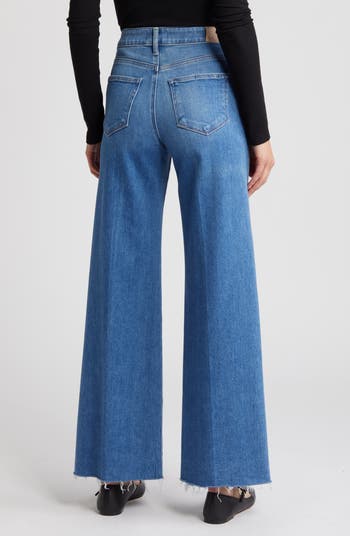Anessa High Waist Raw Hem Wide Leg Jeans
