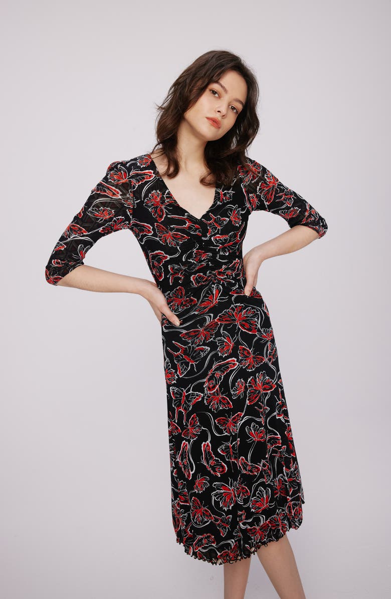 DVF Ivan Reversible Geo & Floral Print Dress, Alternate, color, 