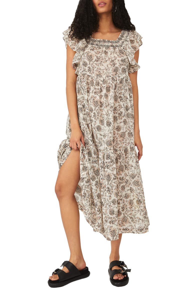 Bonita Floral Print Dress, Main, color, TEA COMBO