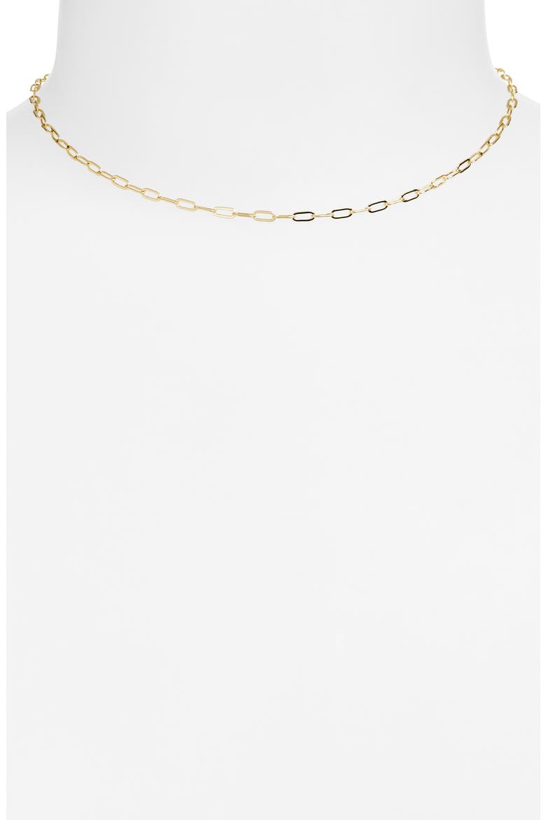 Mini Paperclip Chain Necklace, Alternate, color, GOLD