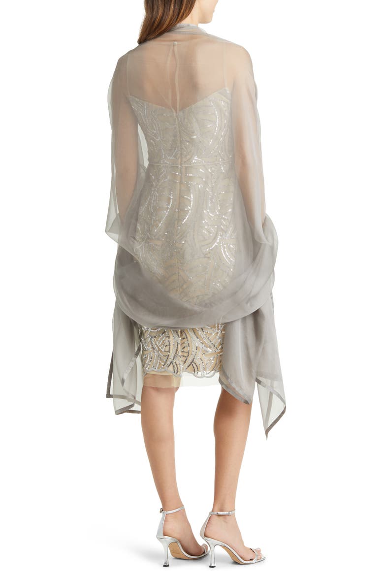 Satin Border Silk Chiffon Scarf, Alternate, color, GREY SCONCE