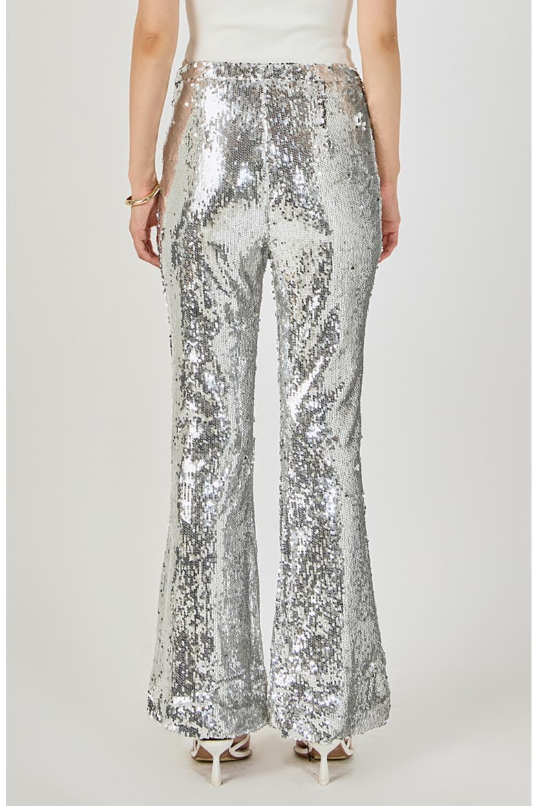 Sequin Slit Leg Flare Pants, Alternate, color, SILVER