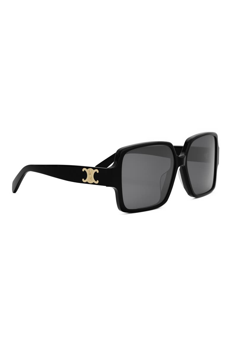 Triomphe 60mm Square Sunglasses, Alternate, color, SHINY BLACK / SMOKE