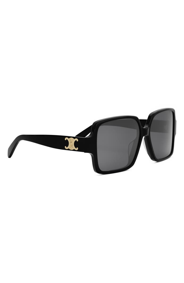 CELINE Triomphe 60mm Square Sunglasses, Alternate, color, Shiny Black / Smoke
