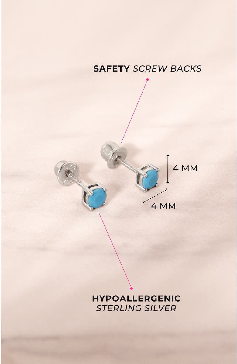 In Season Jewelry Turquoise CZ Girl Earrings, Alternate, color, Aqua Blue