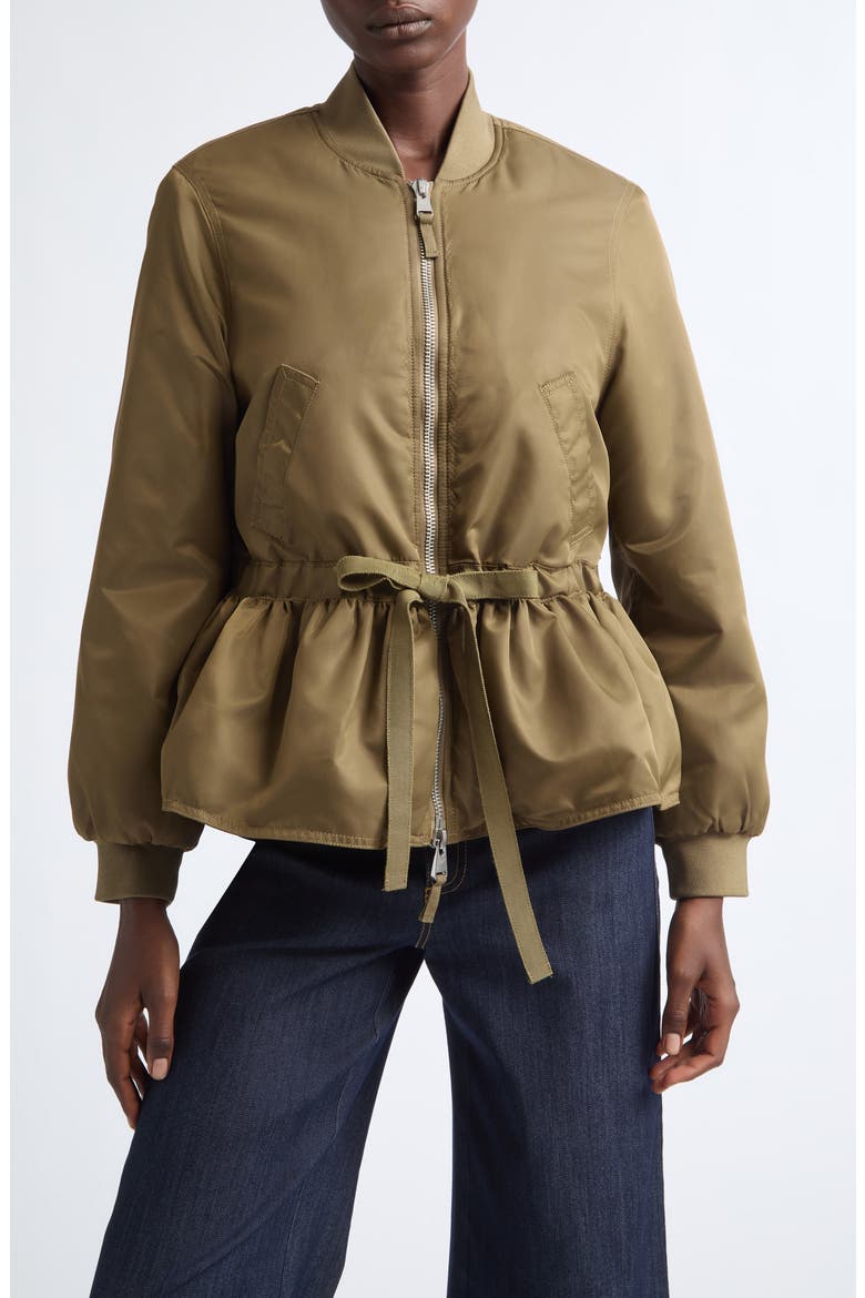 Valerina Peplum Coat, Main, color, DARK OLIVE