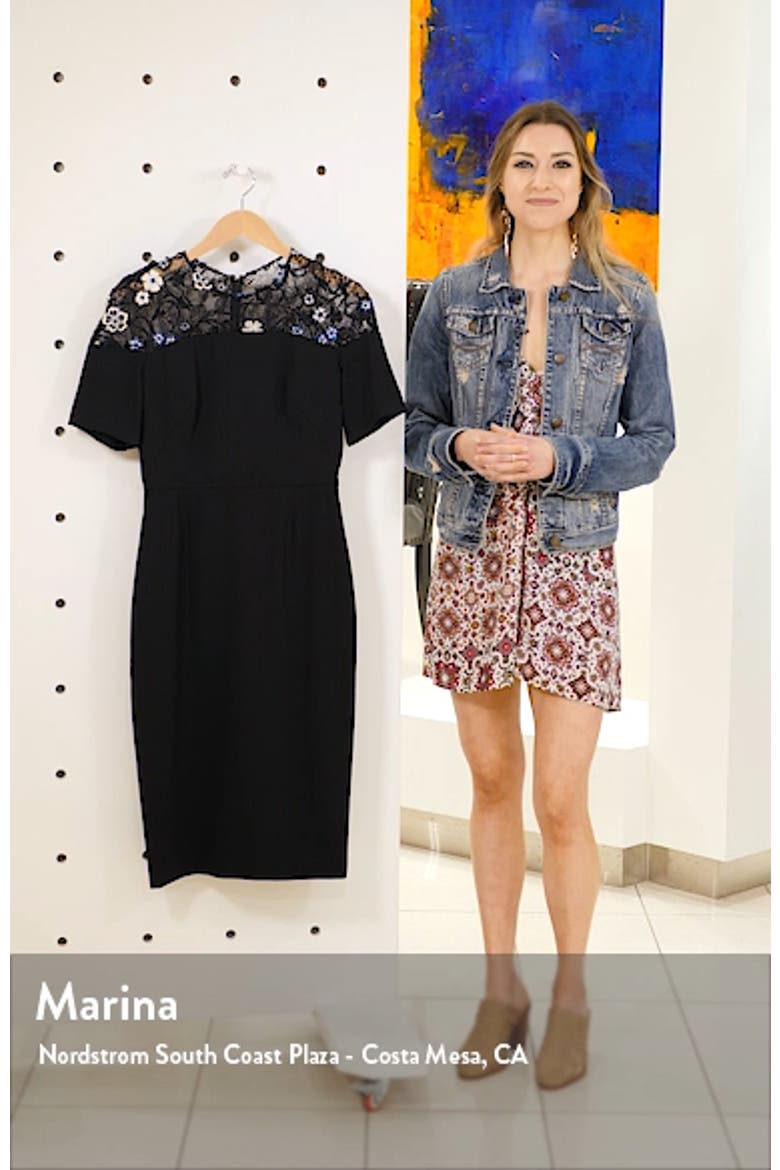 3D Floral Lace Yoke Sheath Dress video