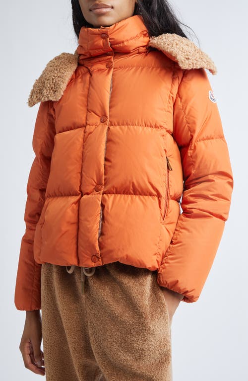 Moncler Castelnou Box Quilted Down Puffer Jacket In Orange