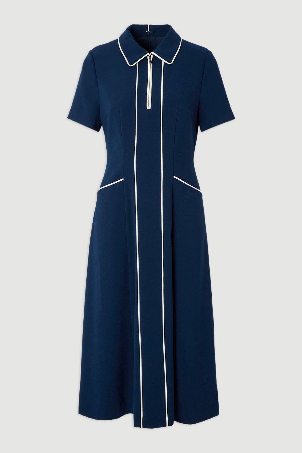 Tailored Zip-Collar Midi Dress - image 2