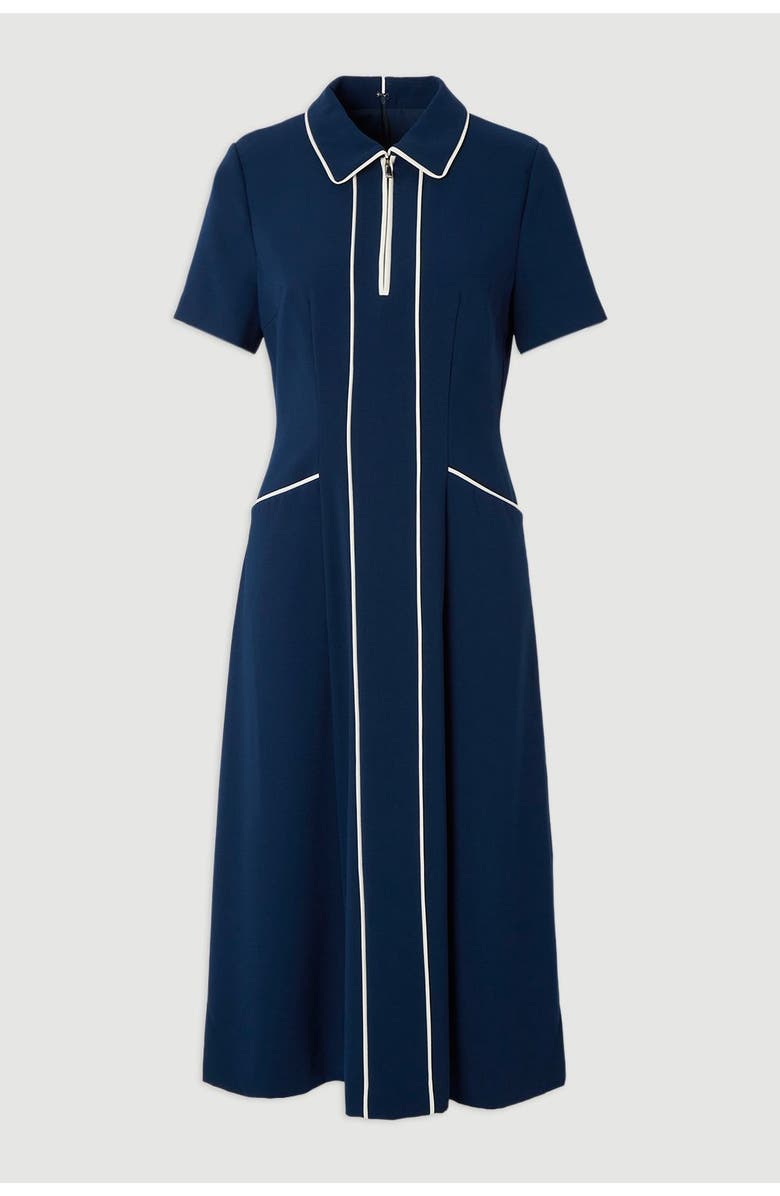 Karen Millen Tailored Zip-Collar Midi Dress, Alternate, color, Navy
