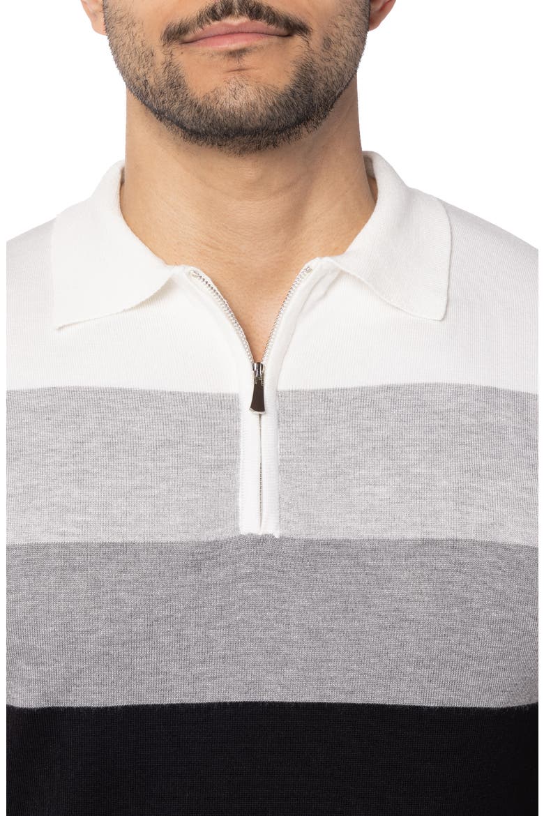 Striped Polo Sweater, Alternate, color, BLACK