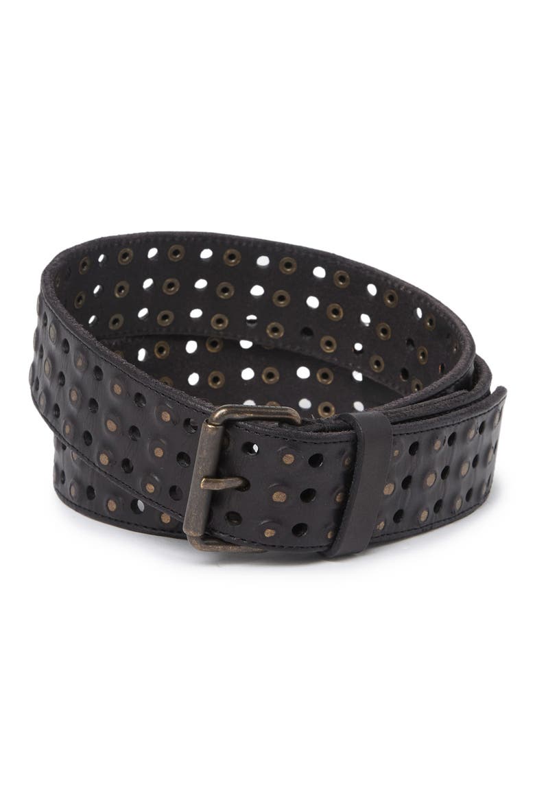 Flat Strap Sanded Stud Belt, Main, color, BLACK