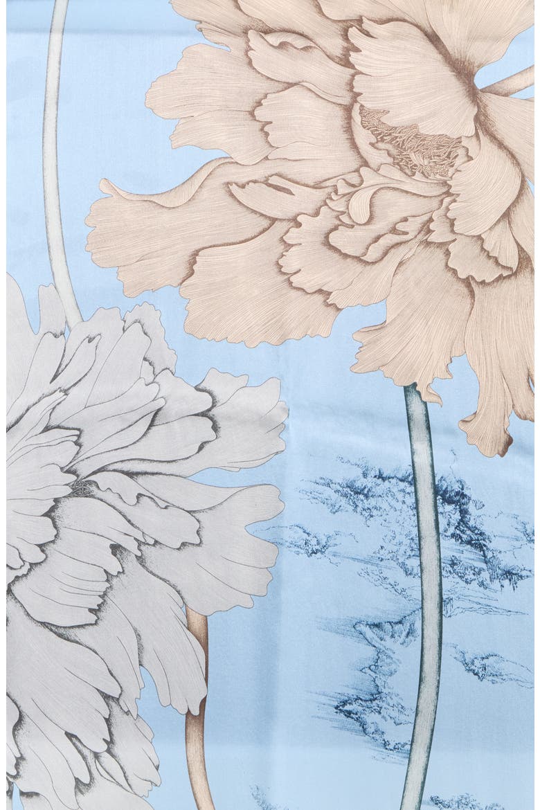 Floral Print Silk Scarf, Alternate, color, BLUE