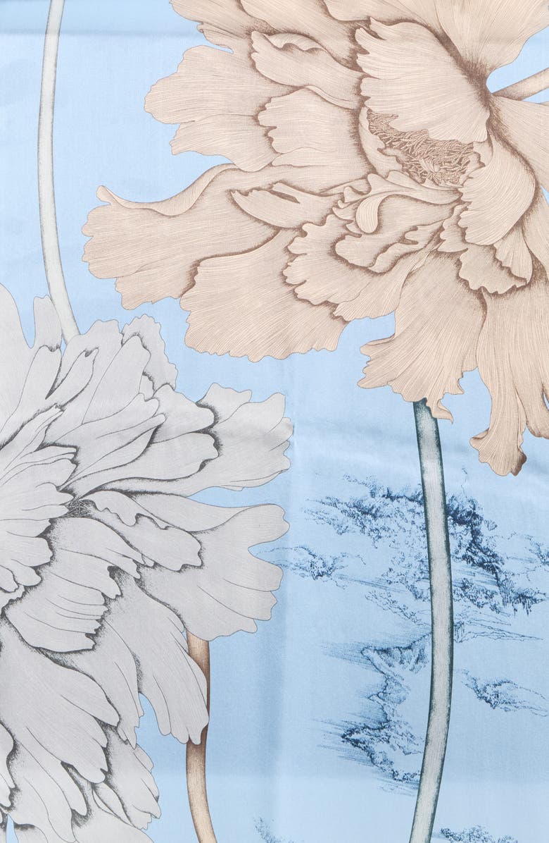La Fiorentina Floral Print Silk Scarf, Alternate, color, Blue