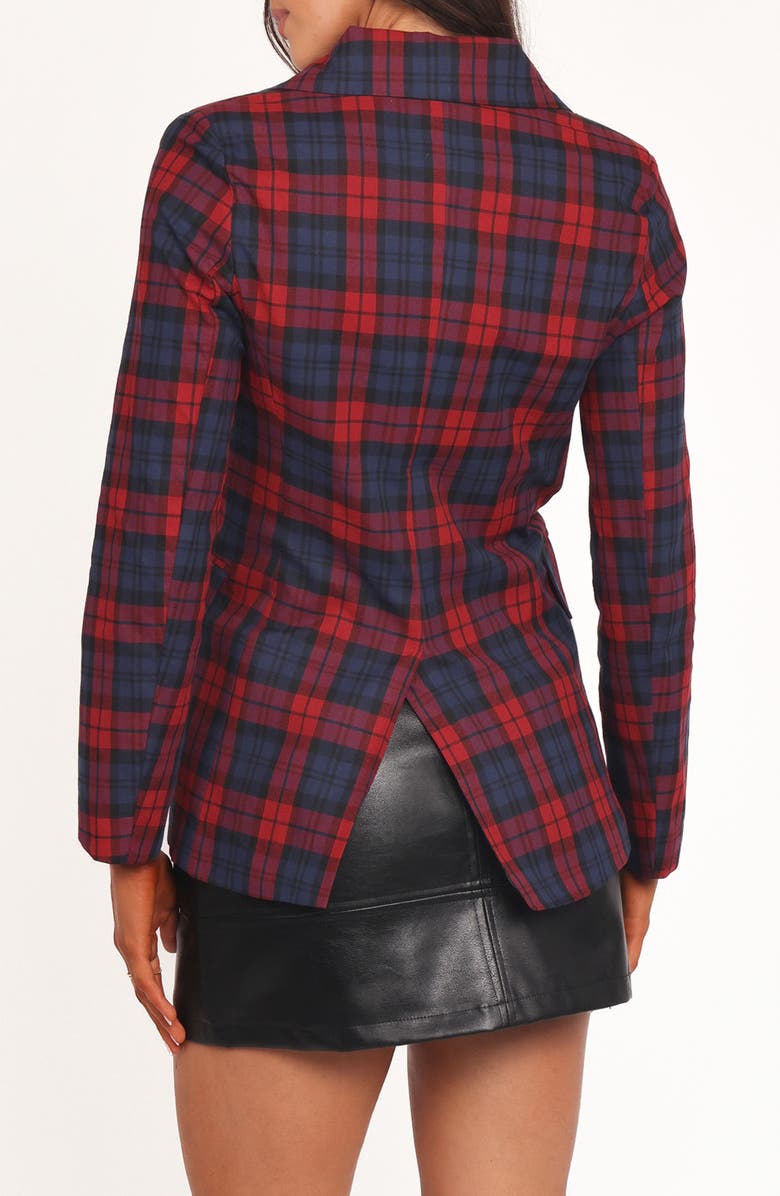Petal & Pup Juilette Plaid Double Breasted Blazer, Alternate, color, Red Plaid