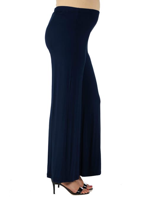 24seven Comfort Apparel Maternity Solid Color Palazzo Pants In Blue