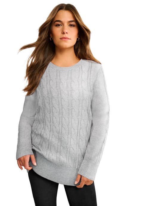 Plus Size Cozy Cable Crewneck Sweater