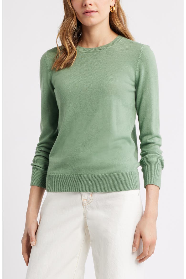 Merino Wool Blend Crewneck Sweater, Main, color, GREEN HEDGE