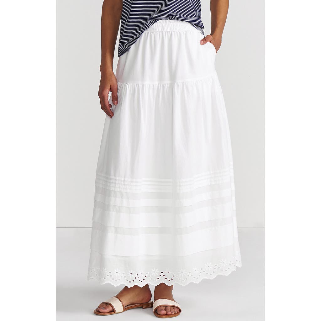 Lands' End Voile Tiered Eyelet Maxi Skirt In White