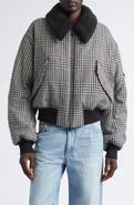 Stella McCartney Plush Trim Plaid Bomber Jacket