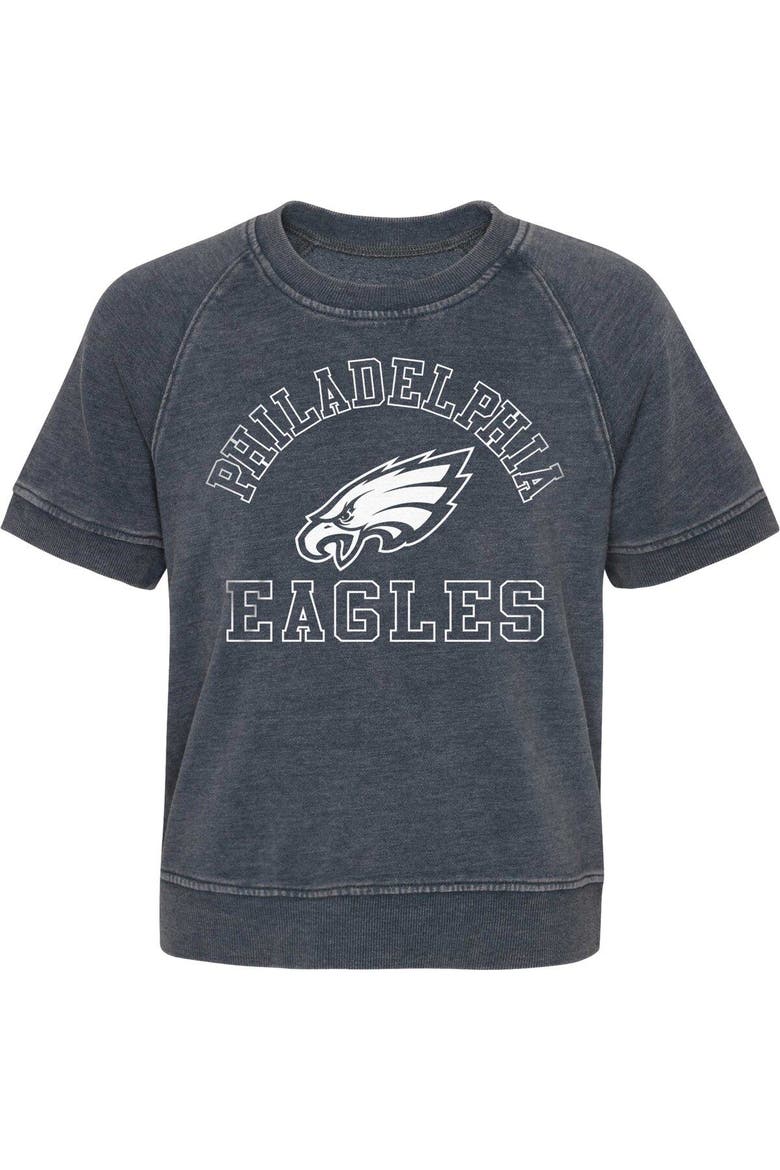 Girls Juniors Heather Charcoal Philadelphia Eagles Cheer Squad Raglan T-Shirt, Alternate, color, Heather Charcoal