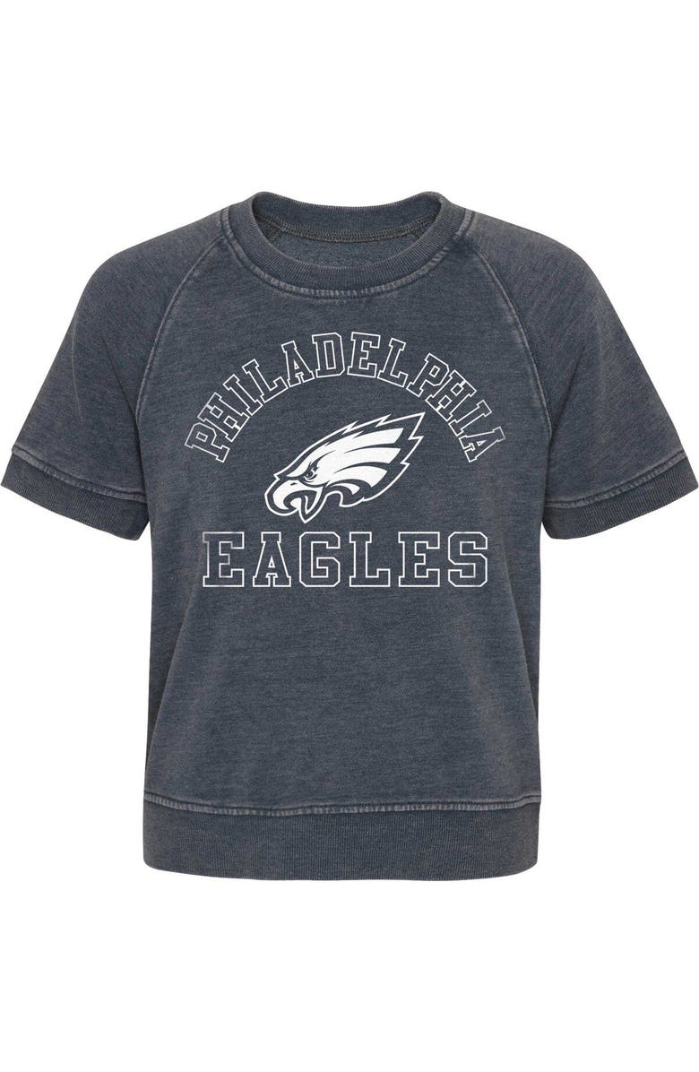 Outerstuff Girls Juniors Heather Charcoal Philadelphia Eagles Cheer Squad Raglan T-Shirt, Alternate, color, 