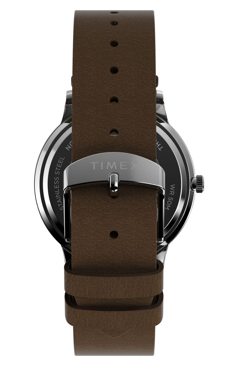 Timex<sup>®</sup> Waterbury Classic Leather Strap Watch, 40mm, Alternate, color, Brown