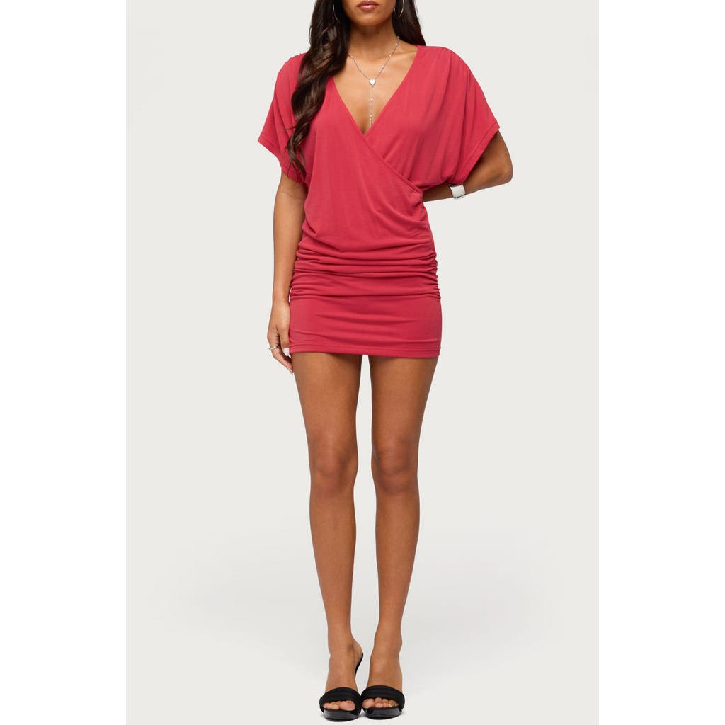 EDIKTED Yaara Wrap Minidress in Red at Nordstrom, Size Small