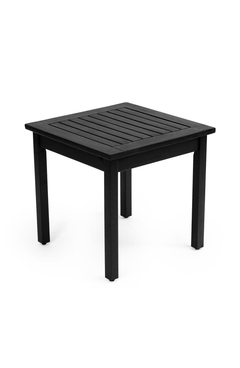 JONATHAN Y Archer 18.9" Modern Classic Square Slatted Solid Acacia Wood Indoor/Outdoor Adirondack Side Table, Main, color, Black