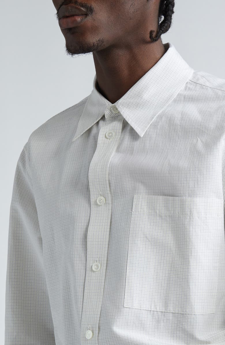 Bottega Veneta Fine Check Button-Up Shirt, Alternate, color, Brown/ Bay Leaf