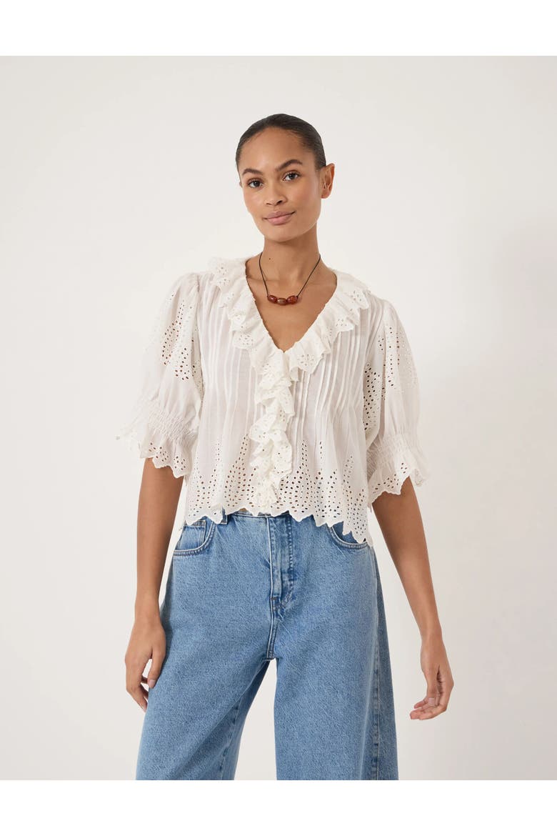 Koa Cotton Broderie Blouse, Main, color, White