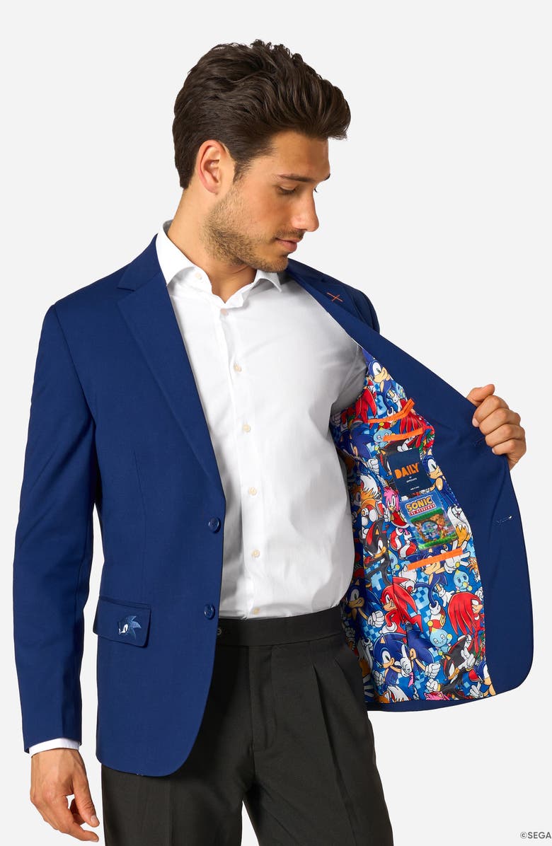 OppoSuits x Sonic the Hedgehog Daily Slim Fit Blue Sport Coat, Alternate, color, Blue