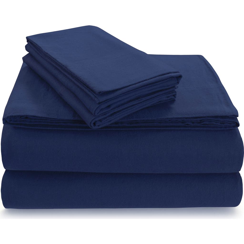 Azores Home Solid Flannel Sheet Set In Blue