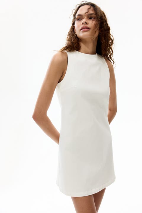 Open-back twill dress