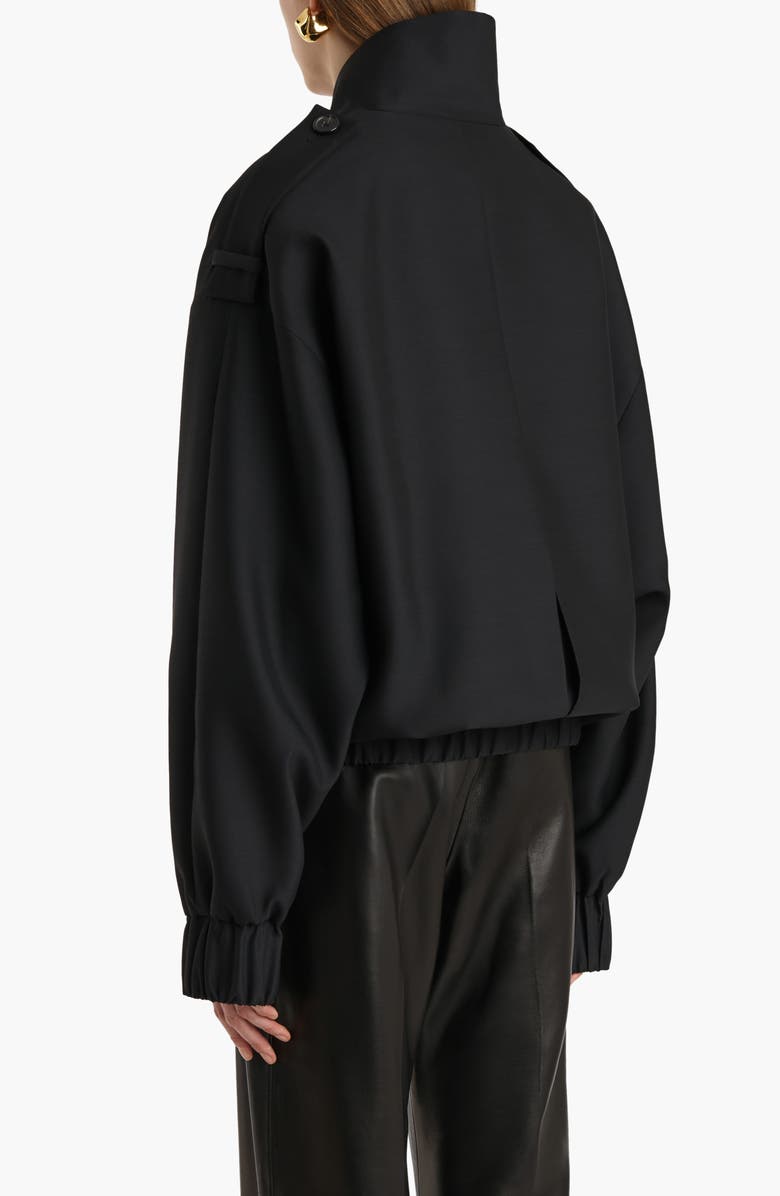 Khaite Sigi Wool & Silk Bomber Jacket, Alternate, color, Black