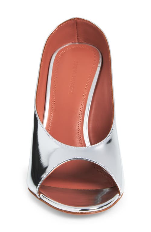 Amina Muaddi Silver Leather Anok 105 Mules In Silver