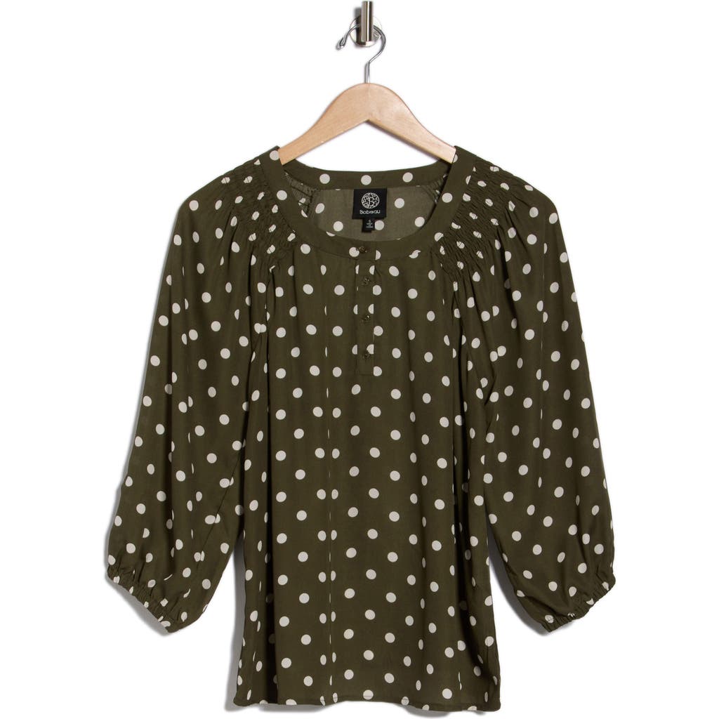 Bobeau Three-quarter Sleeve Top In Green