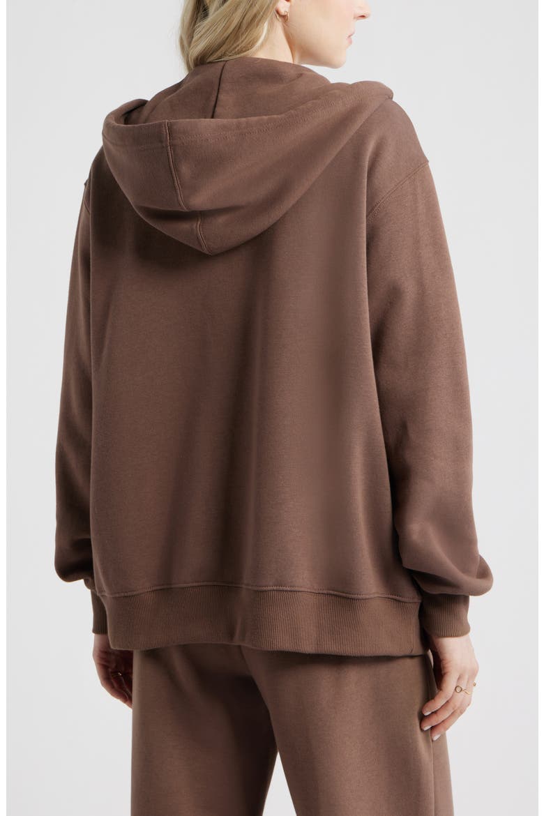 Oversize Zip Fleece Hoodie, Alternate, color, BROWN QUARTZ