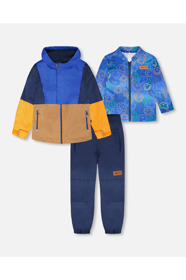3-in-1 Two-Piece Colorblock Mid-Season Outerwear Set, Main, color, Blue Colorblock