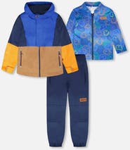 Deux par Deux 3-in-1 Two-Piece Colorblock Mid-Season Outerwear Set