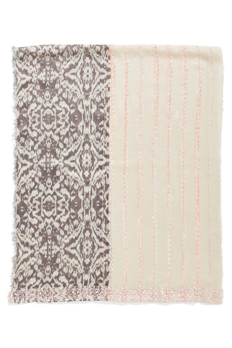 Ikat Print Infinity Scarf, Alternate, color, LIGHT PINK/ GREY