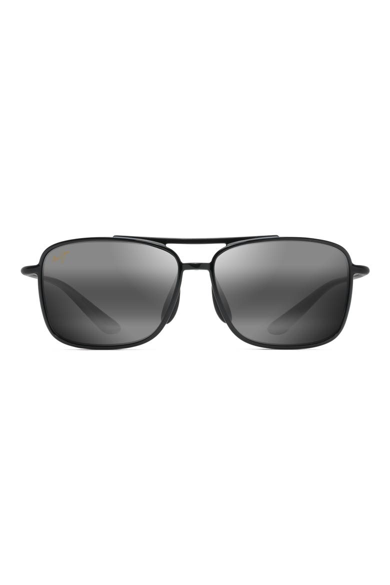 Kaupo Gap 61mm PolarizedPlus2® Aviator Sunglasses, Main, color, GLOSS BLACK/ NEUTRAL GREY