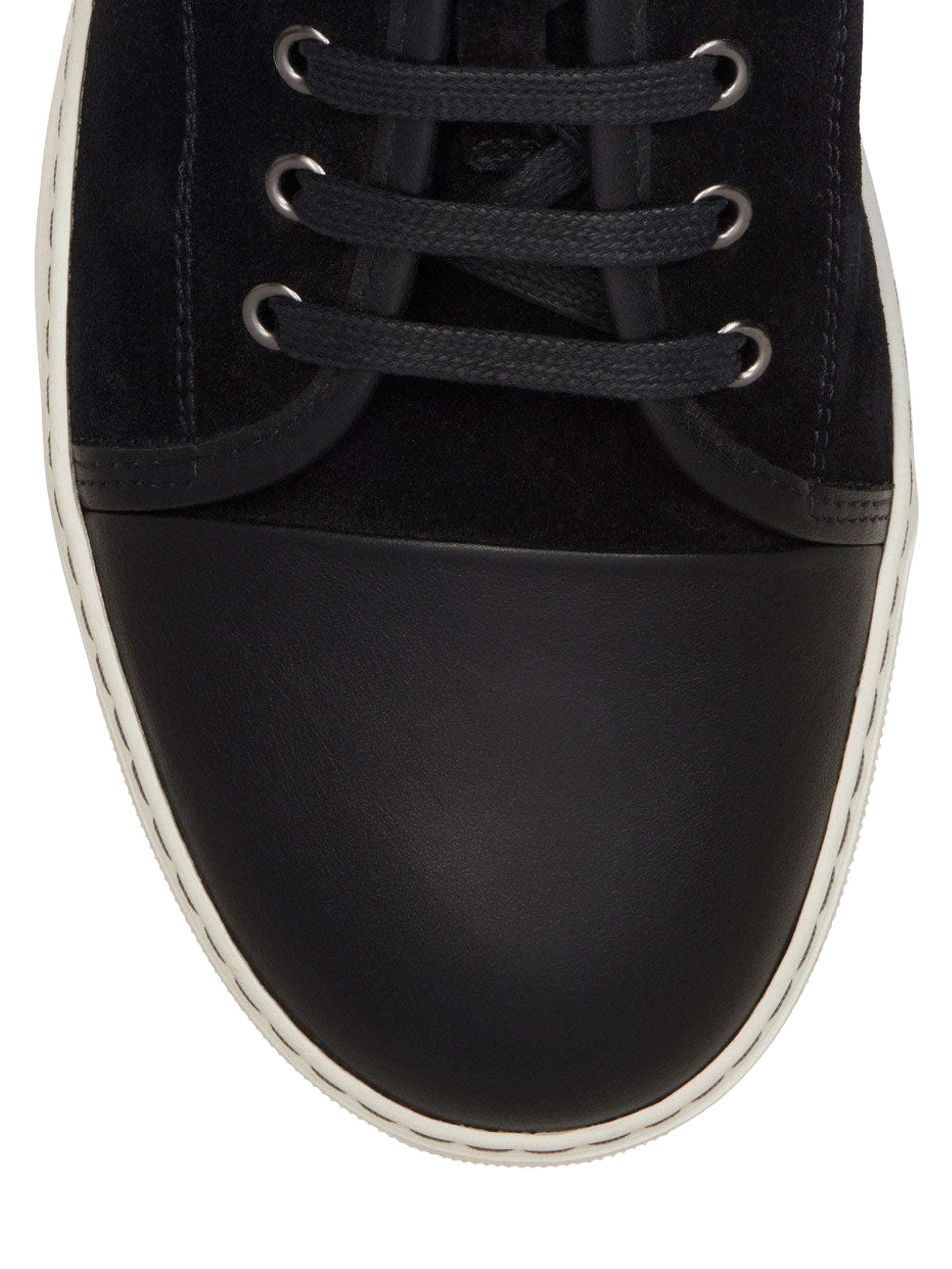 Lanvin Dbb1 Leather And Suede Sneakers, Alternate, color, Black