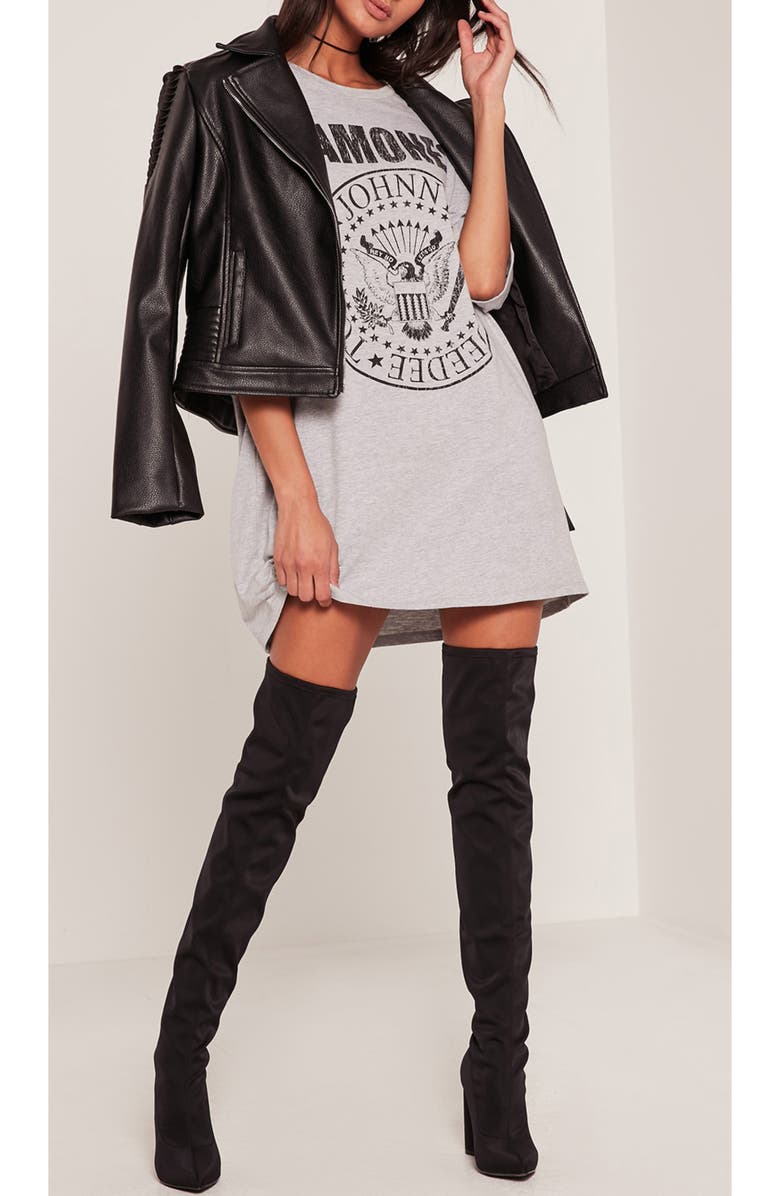 Missguided Ramones T-Shirt Dress, Alternate, color, 