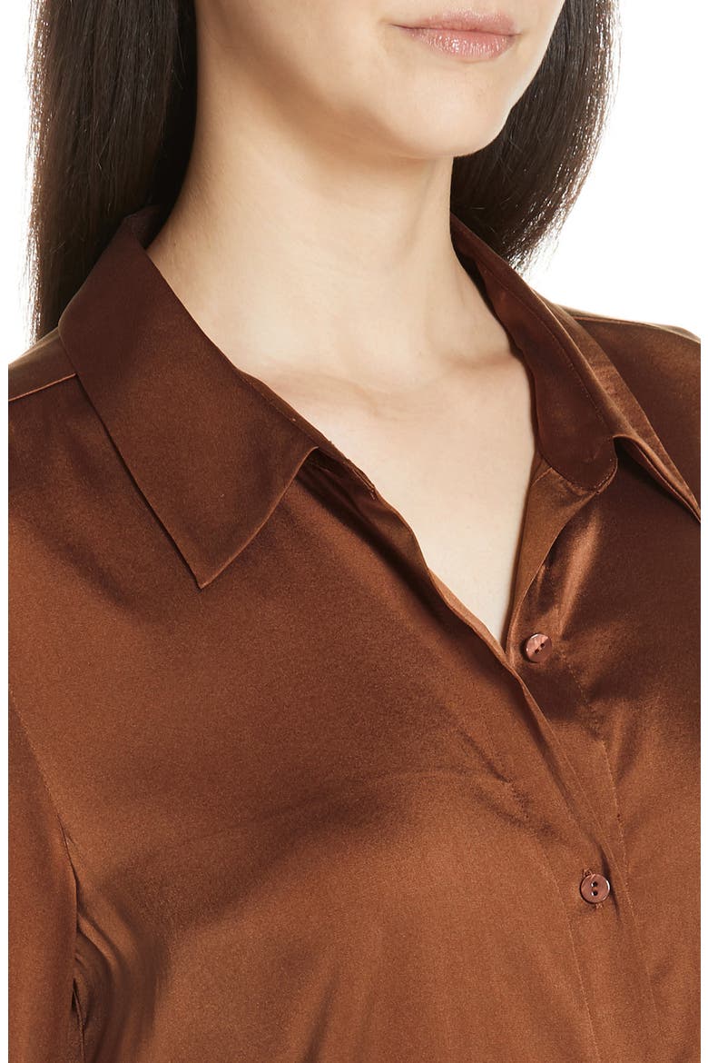 Stretch Silk Shirt, Alternate, color, NUTMEG
