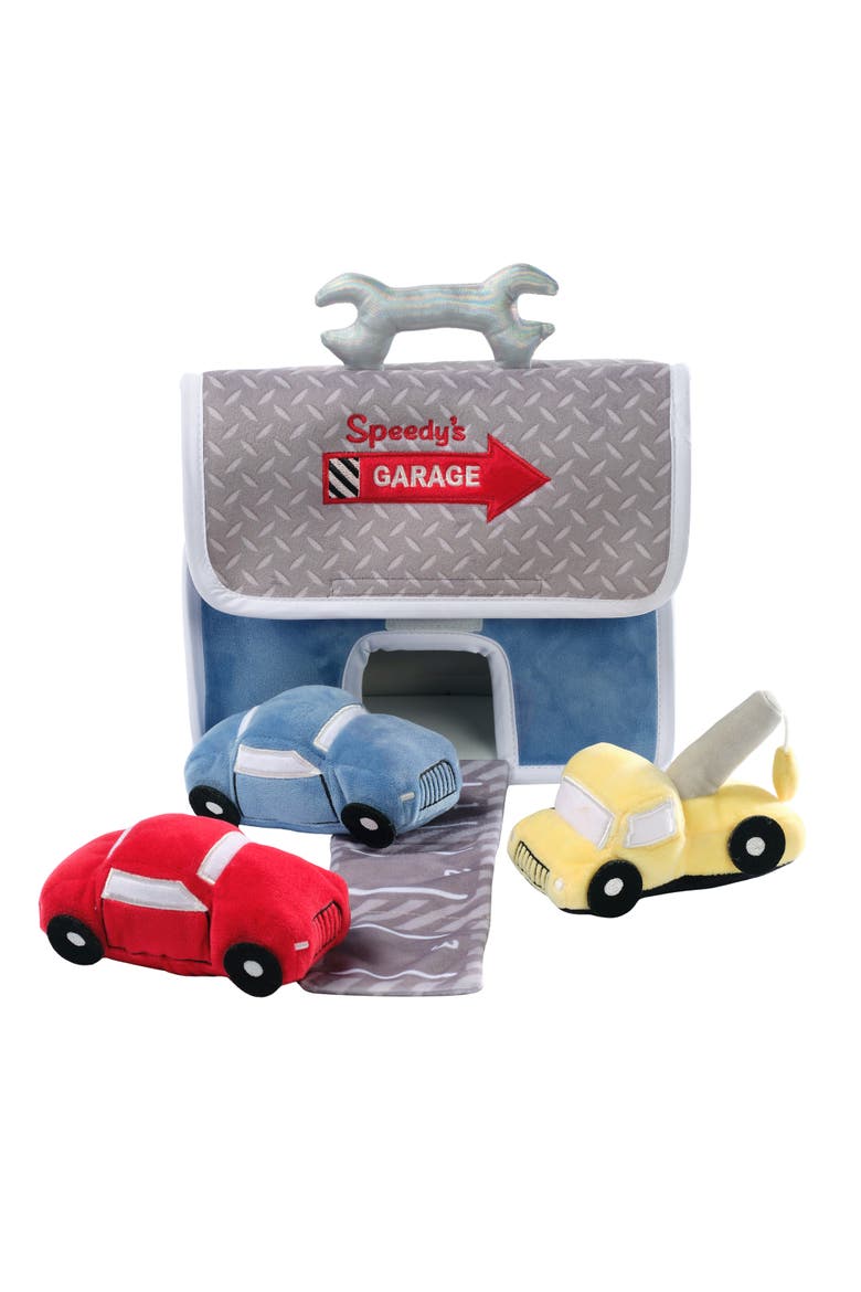 Cars & Tow Truck Garage Interactive Plush Developmental Playset Toy, Alternate, color, Blue