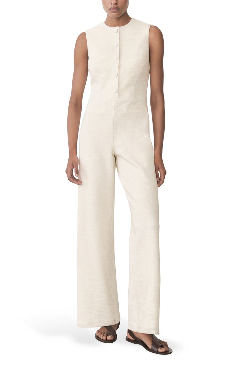 MANGO Sleeveless Tweed Jumpsuit, Main, color,