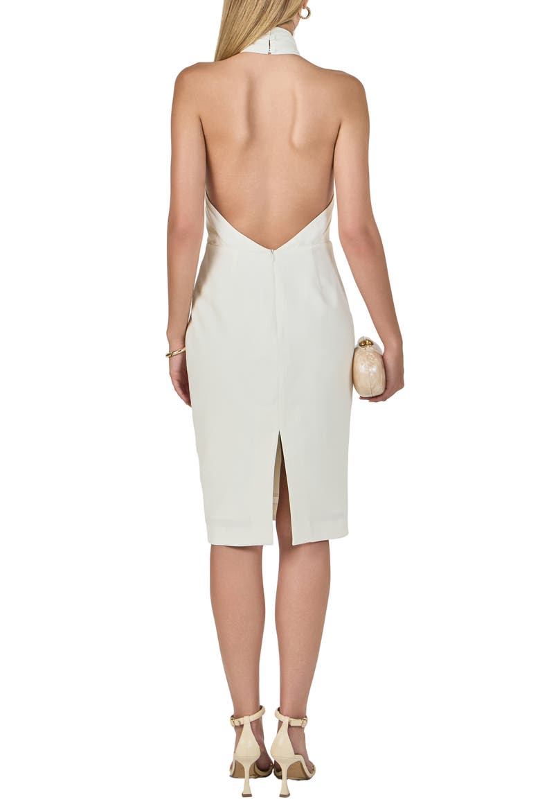 Draped Halter Midi Dress, Alternate, color, IVORY