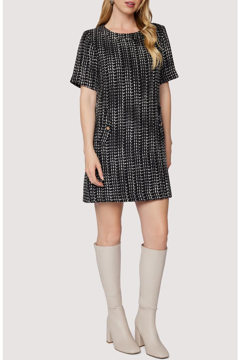 Femme Fort Mini Shift Dress, Main, color, BLACK IVORY
