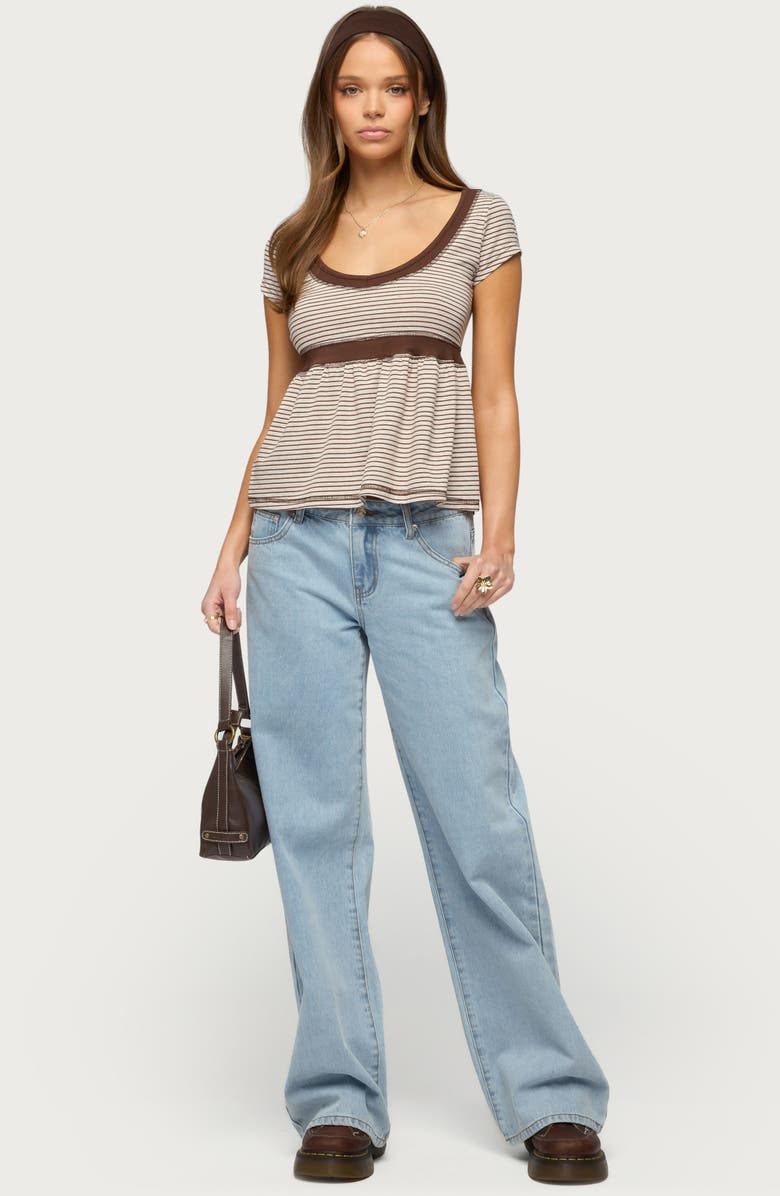 EDIKTED Sady Contrast Stripe Babydoll Top, Alternate, color,